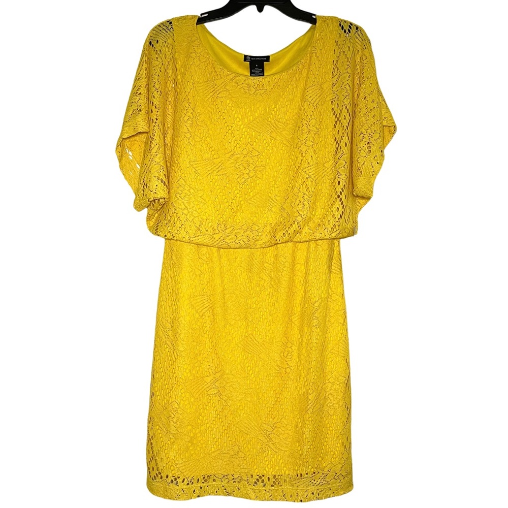 NWT New Directions Women's Yellow Lace Dress Size 4